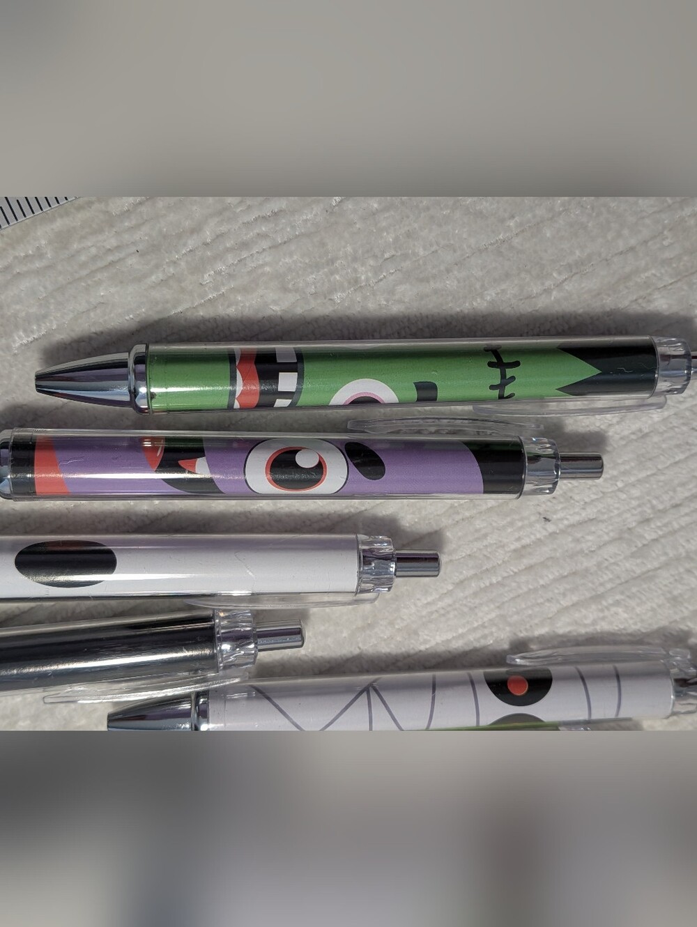 Halloween Patterned Click Ballpoint Pens -Black Ink Set Of 8 - Picture 2 of 7